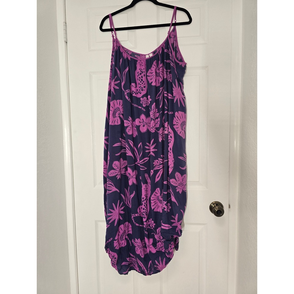 Joyspun Purple Pink Tropical Leopard Print Nightgown Sleep Dress Plus Size 4X